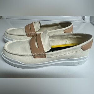 Cole Haan Women’s Tan and Cream Slip-On Penny Loafers